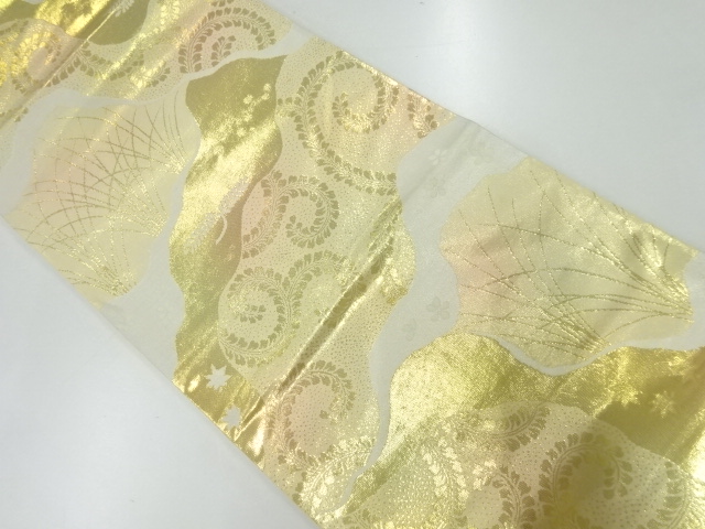 リサイクル　道長取りに独鈷藤・草花模様織出し袋帯